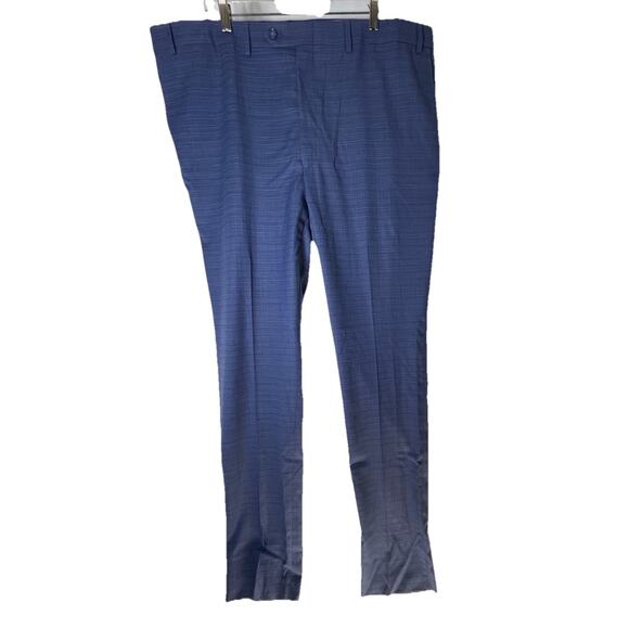 Hart Schaffner Marx Men's UNHEMMED Slacks New York Fit 44R‎ Blue Check NWT $155 - Picture 1 of 12